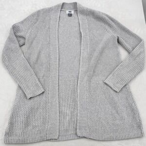 Old Navy Womens Cardigan Sweater, Light Gray Knit Open Front Long Sleeve, Small